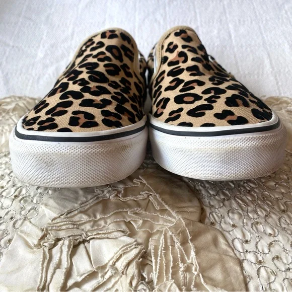 Vans Leopard Print Slip On Black Tan Casual Classic Slip On Shoes Size 9 - Picture 6 of 16